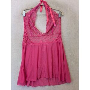NEW Intimate‎ Attitudes Babydoll Women's 3X Hot Pink Lace Shimmer